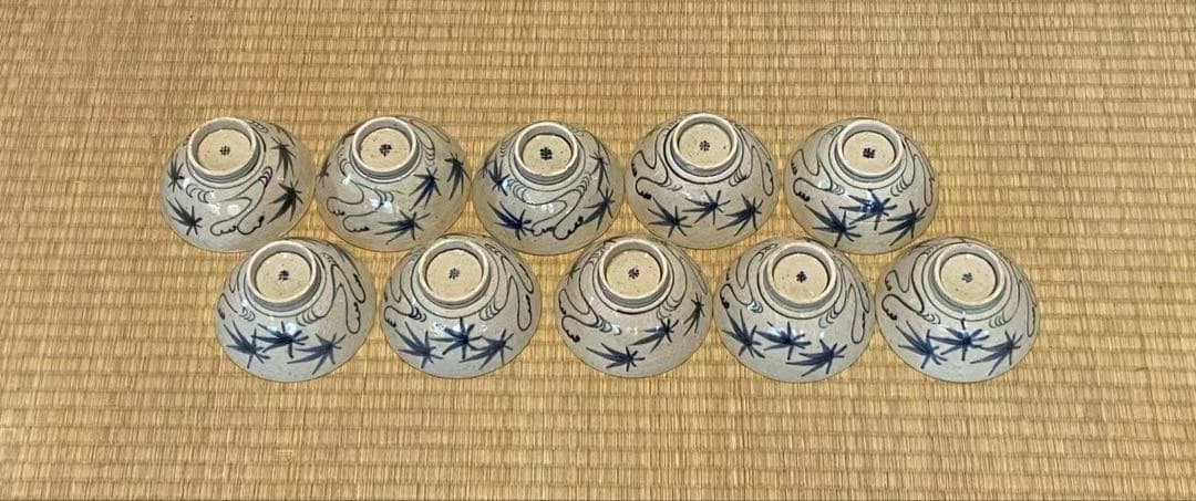 安南写 紅葉文 蓋茶碗 10客 箱付 和食器 懐石料理道具 / 加藤十右衛門