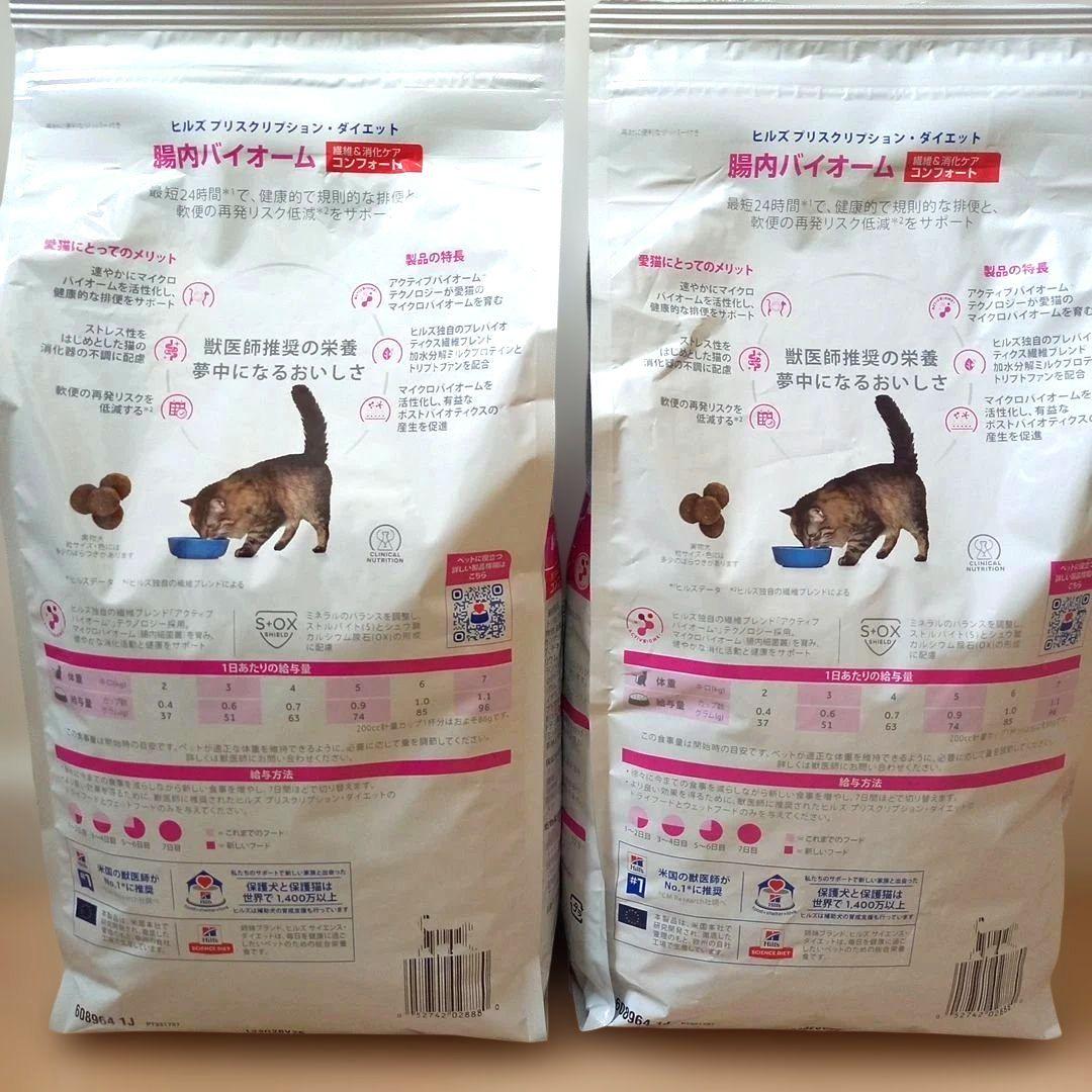 ヒルズ 腸内バイオーム 2kg 2袋 猫用療法食 繊維&消化ケアコンフォート