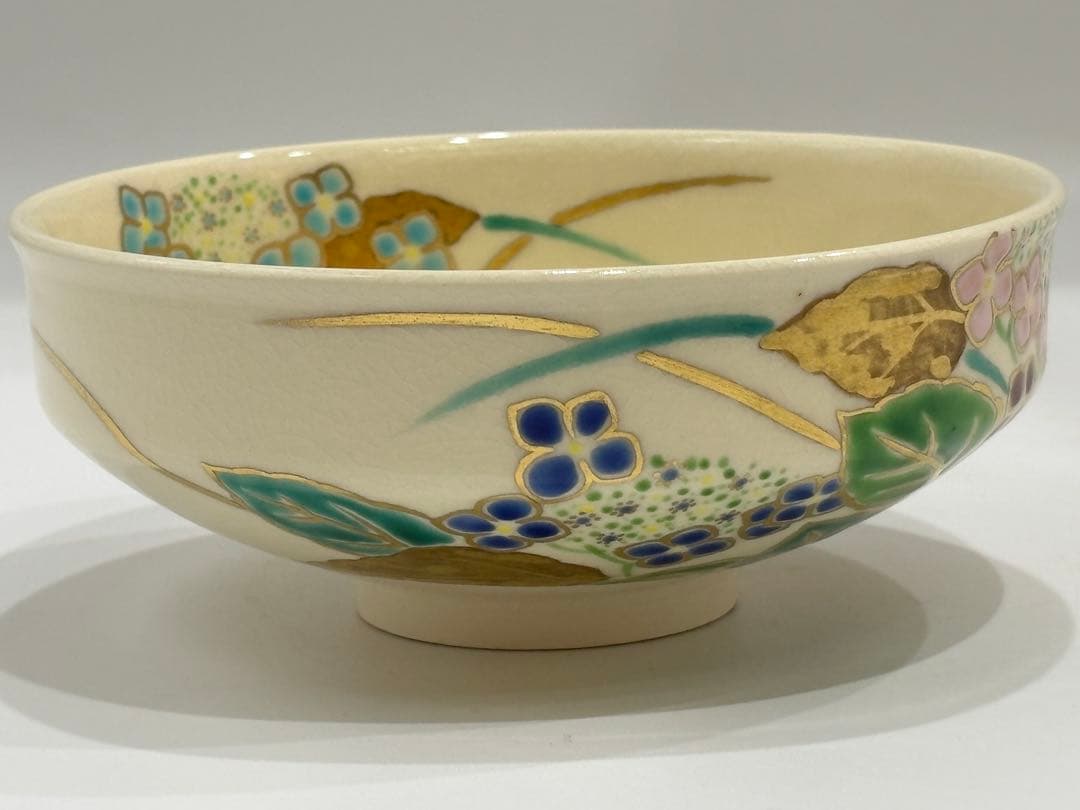 茶道具 紫陽花絵馬盥茶碗 小野山照雲 茶碗 共箱