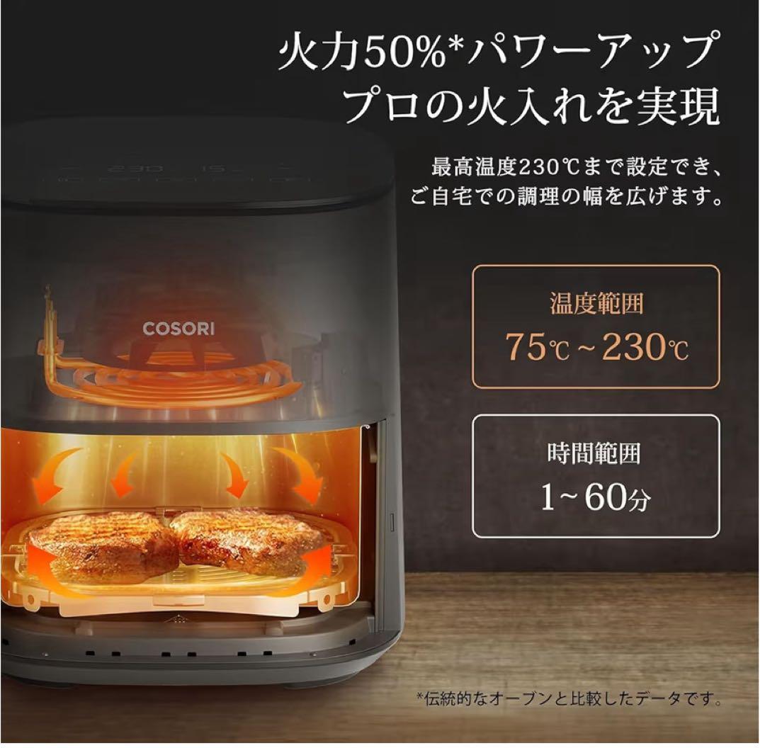 COSORI ノンフライヤー 4.7L 大容量 家庭用 電気 エアフライヤー