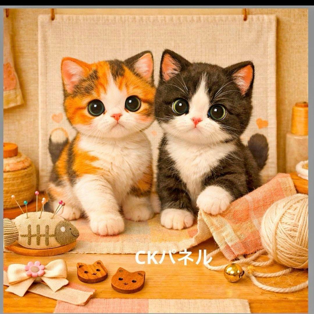 激レアにゃんこパネル生地　ハンドメイド