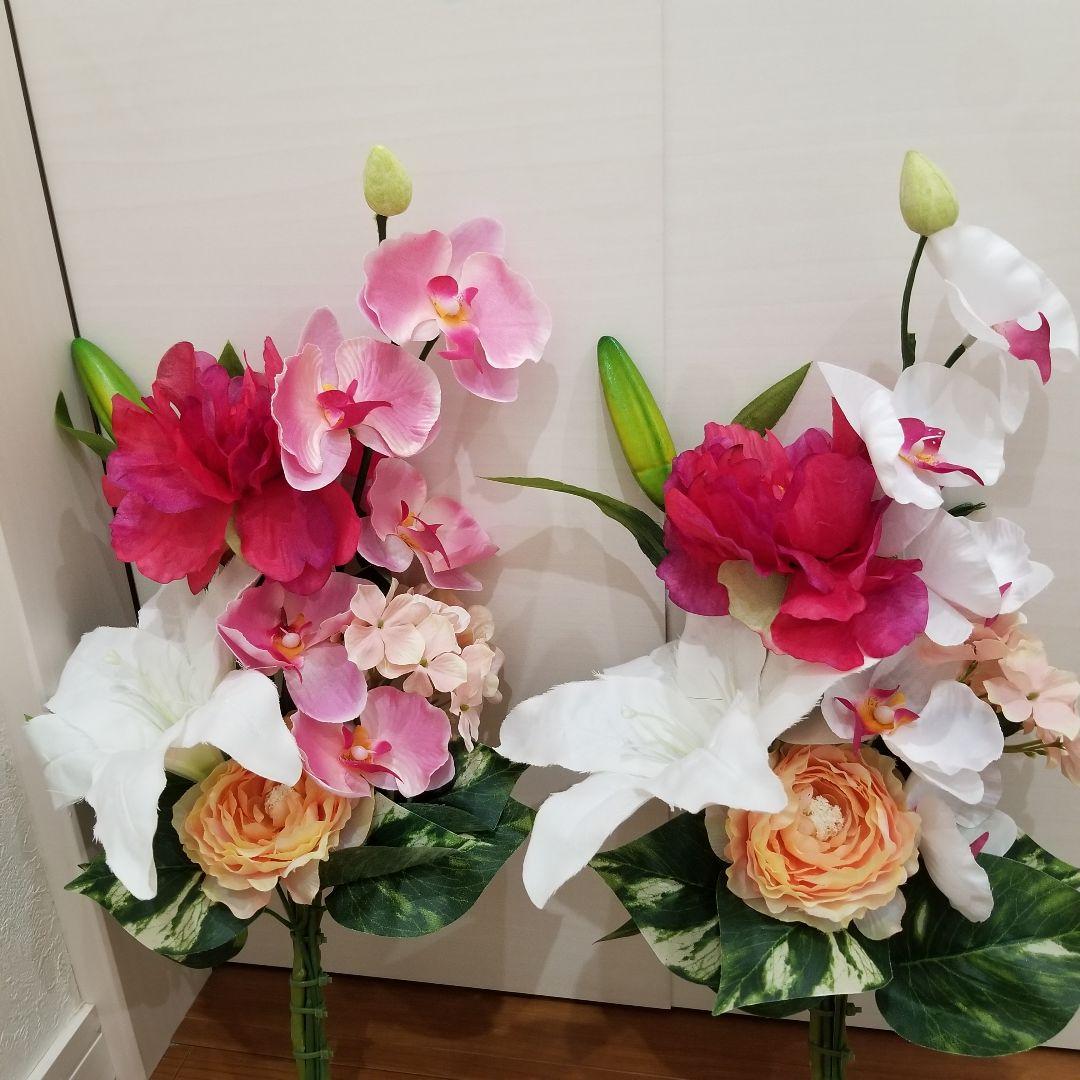 値下げ無し❌お墓用 雨に強い造花 供花 仏花 大きめセット胡蝶蘭 カサブランカ
