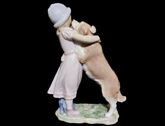 極美 LLADRO リヤドロ 待ってたよ！ 犬と少女 西洋陶磁 陶芸