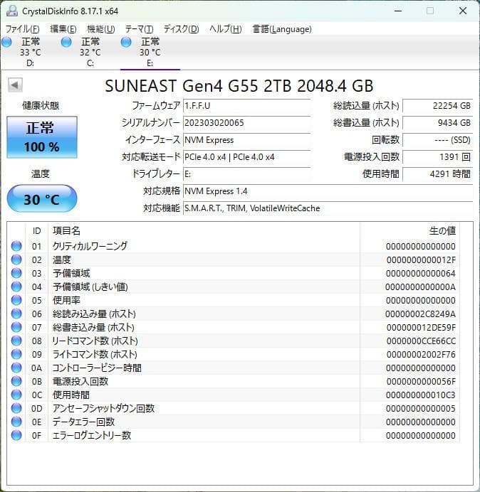 【動作確認済】SUNEAST ヒートシンク付きSSD 2TB PCIe4.0x4