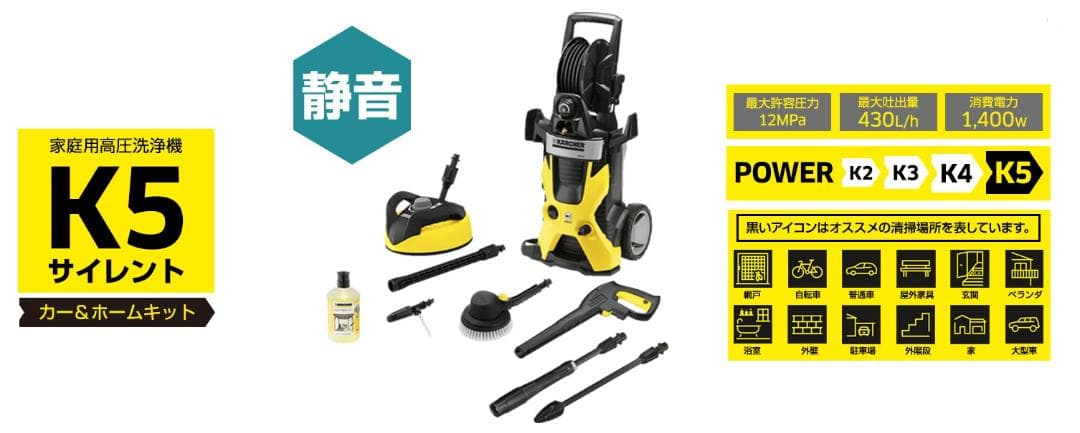ケルヒャー(KARCHER)高圧洗浄機 K5(60Hz)オプション付き