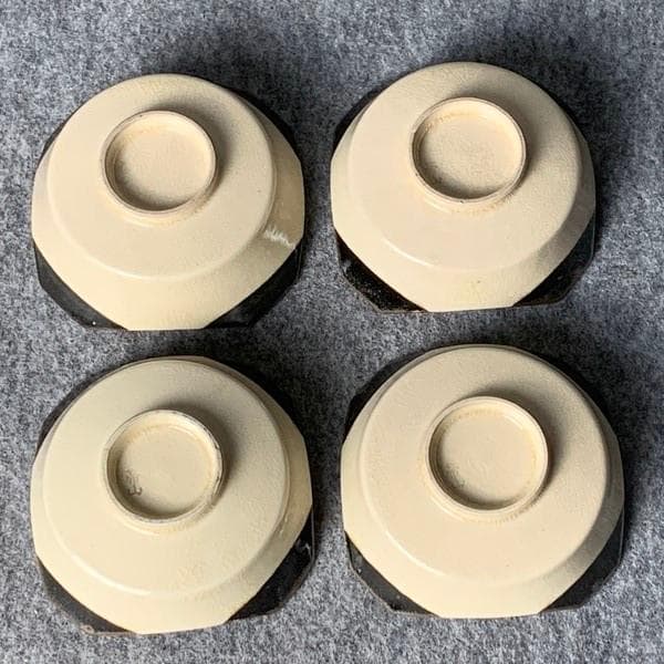 京焼帯山茶道具模様角切手塩皿4枚[B34392]