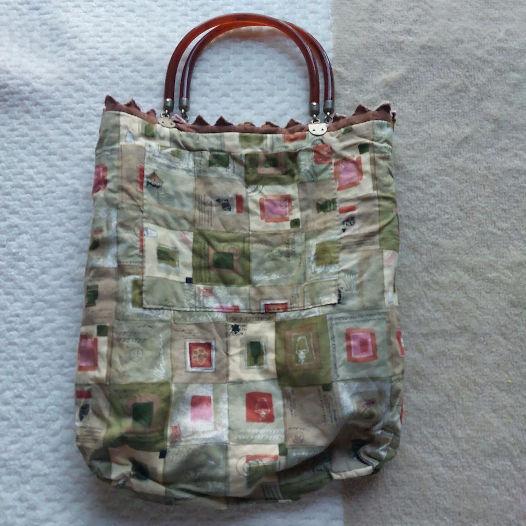 ハンドメイド　パッチワーク　手作り　バック　手提げ　ピンク　べっこう