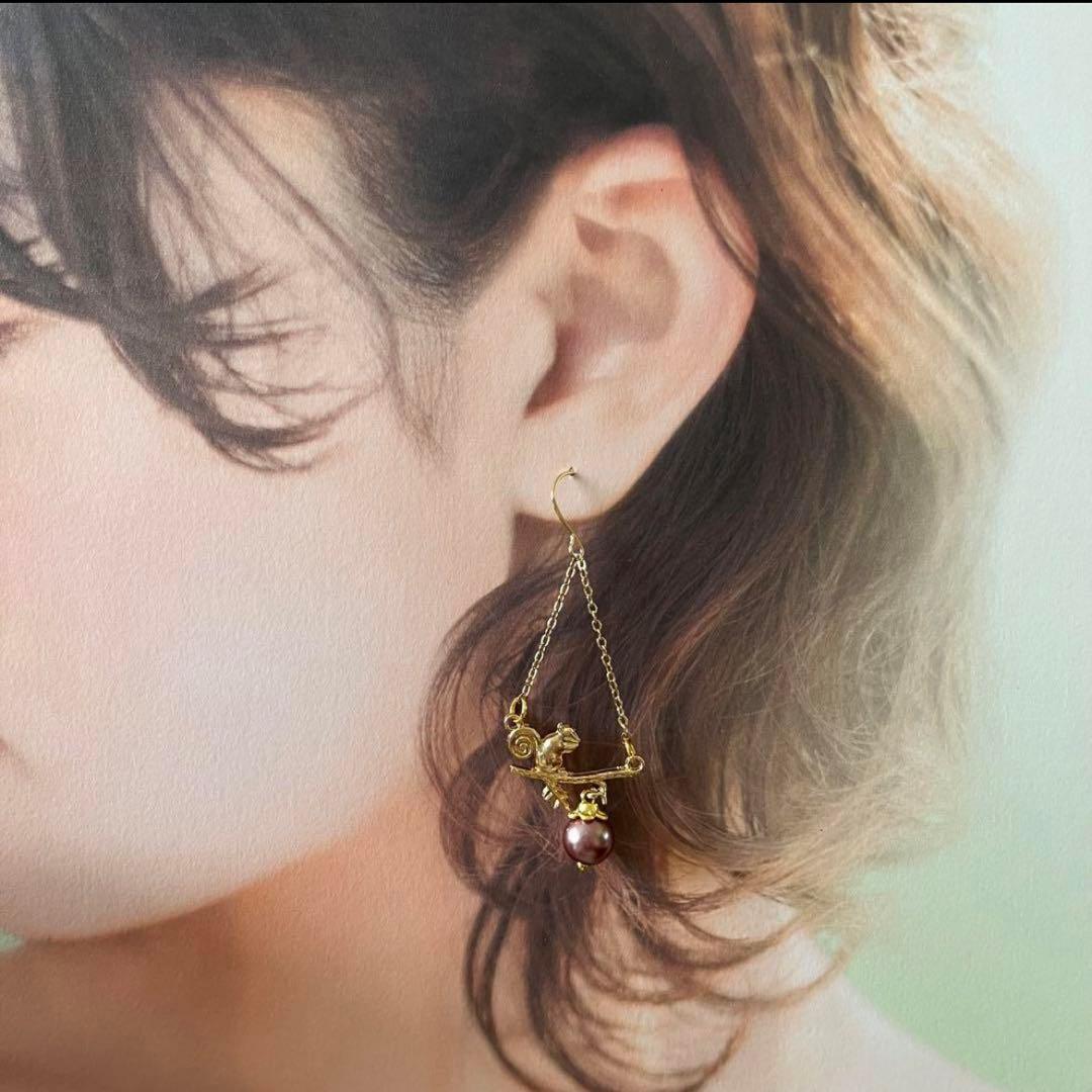 再販☆❤️ どんぐり　リス　秋　チェーン　ピアス　イヤリング　ハンドメイド