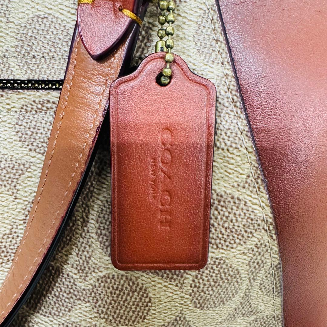 ✨COACH✨コーチ✨エリス✨サッチェル✨シグネチャー柄✨ブラウン✨ハンドバッグ