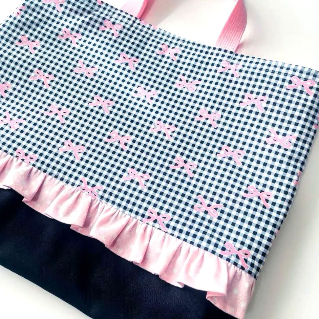 No.349＊ 入学グッズ　手提げバッグ　体操着袋　ハンドメイド　リボン