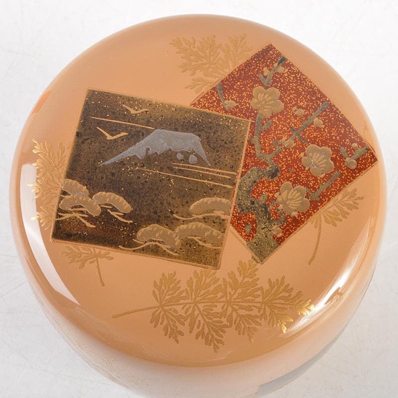 茶道具　荒井喜峰作　白漆金蒔絵　利休棗　共箱　C　R5907
