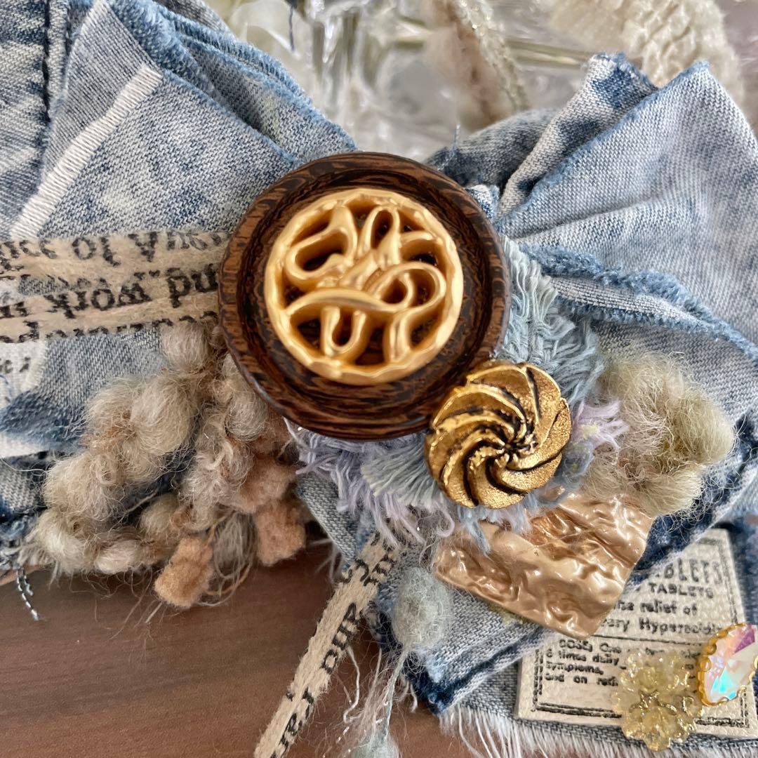 no.166 ハンドメイド✩.*˚デニムのヴィンテージ風くちばしクリップ✩.*˚