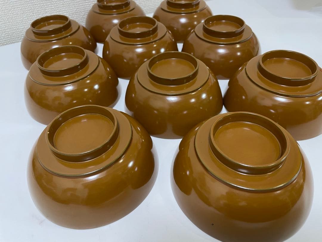 漆器 時代 黄漆 内朱塗 漆器 吸物 懐石椀 煮物椀 10 客 松 貝柄