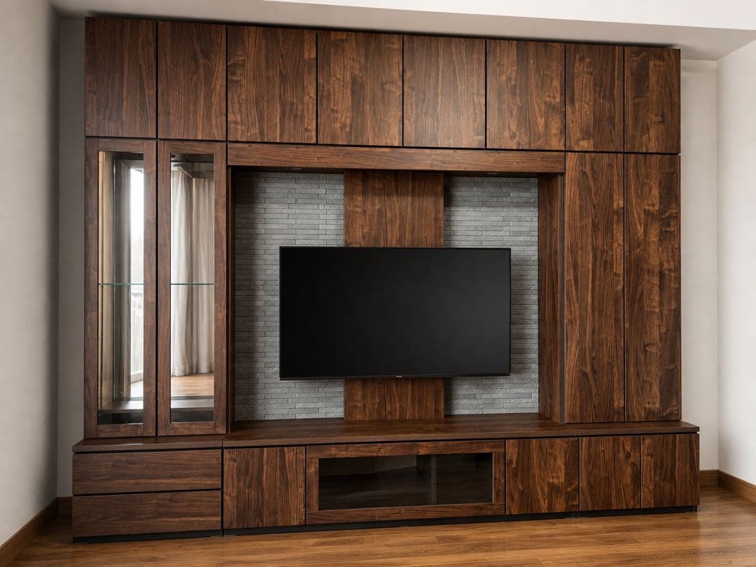 すえ木工 ダークブラウン テレビボード+ TV