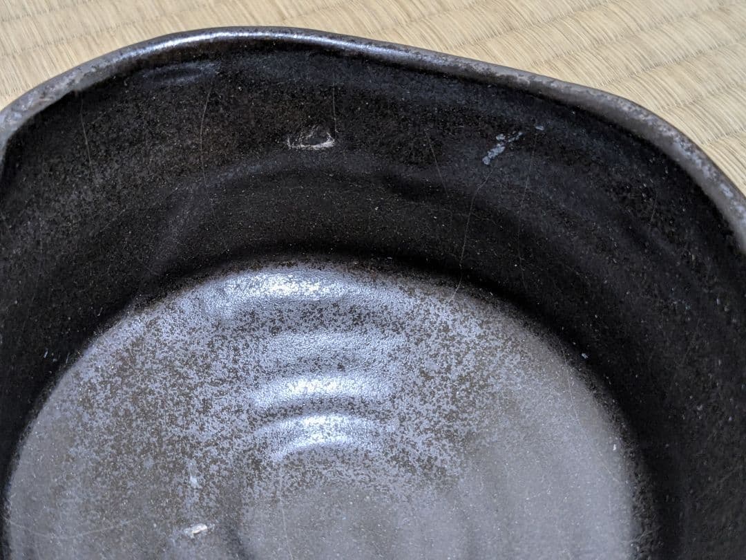 【上作】黒織部茶碗 利茶土ミリグラム 裏千家 鵬雲斎