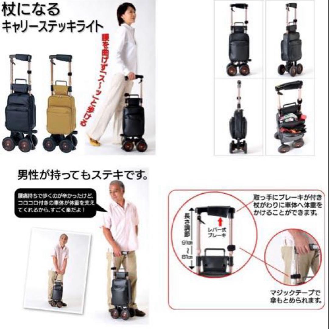 象印ベビー　キャリーステッキ・ライト168 シルバーカー　黒　歩行補助具　兼用