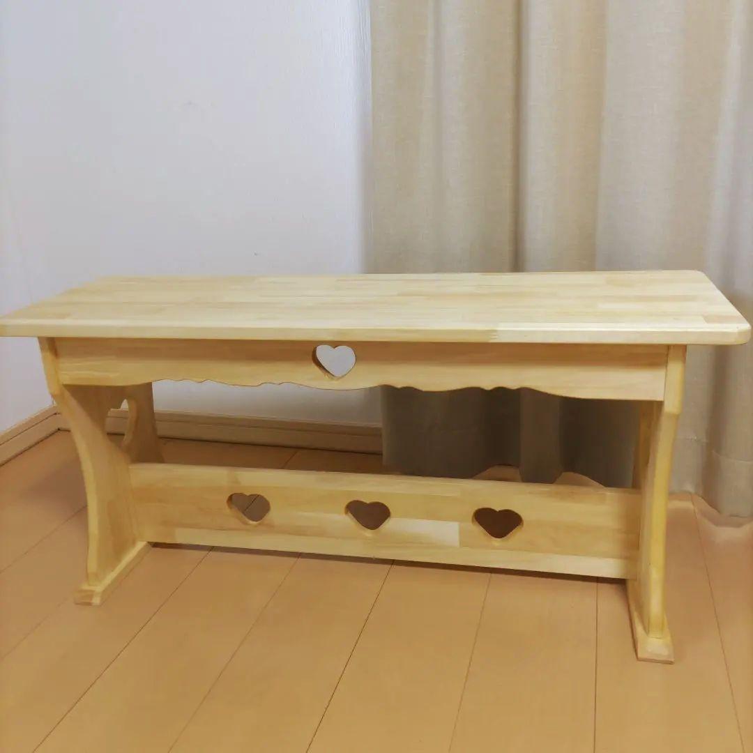 カントリー家具　ベンチ　チェア　長椅子　ハート　木製　ハンドメイド　幅93cm
