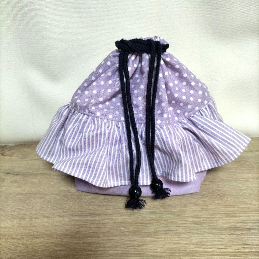 入園入学グッズ　5点セット　ハンドメイド　両側フリル　紫系