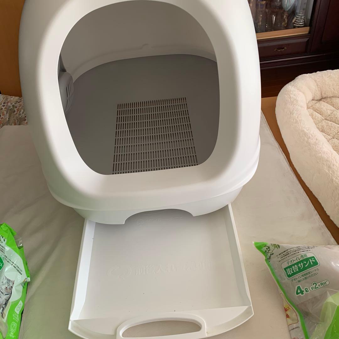 ユニチャーム猫デオトイレフード付き本体セット 消臭抗菌サンドシートとベッドの5点