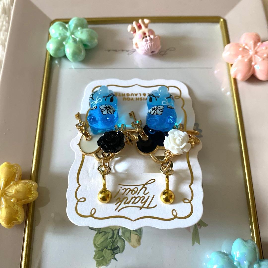 ☆お花いっぱいオシャレ猫ちゃんイヤリング☆
