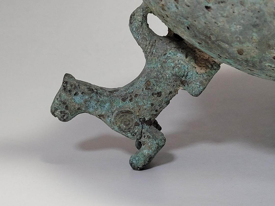 青銅造 神獣型 三足 香炉 唐宋時代 幅約28cm