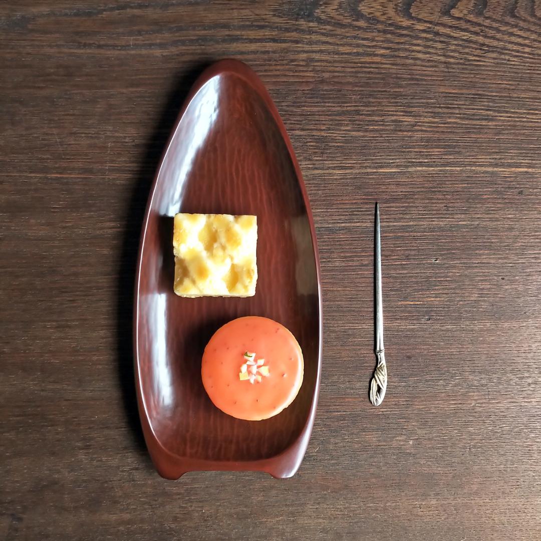 椿*餅様 【鎌倉彫　博古堂　船形　銘々皿　x5枚】