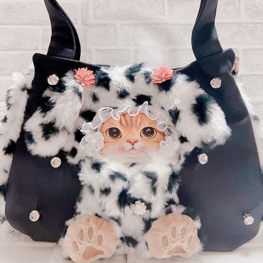 コヤンイサムチョン トートバッグ ダルメシアン ファー 垂れ耳ちゃん 黒帆布