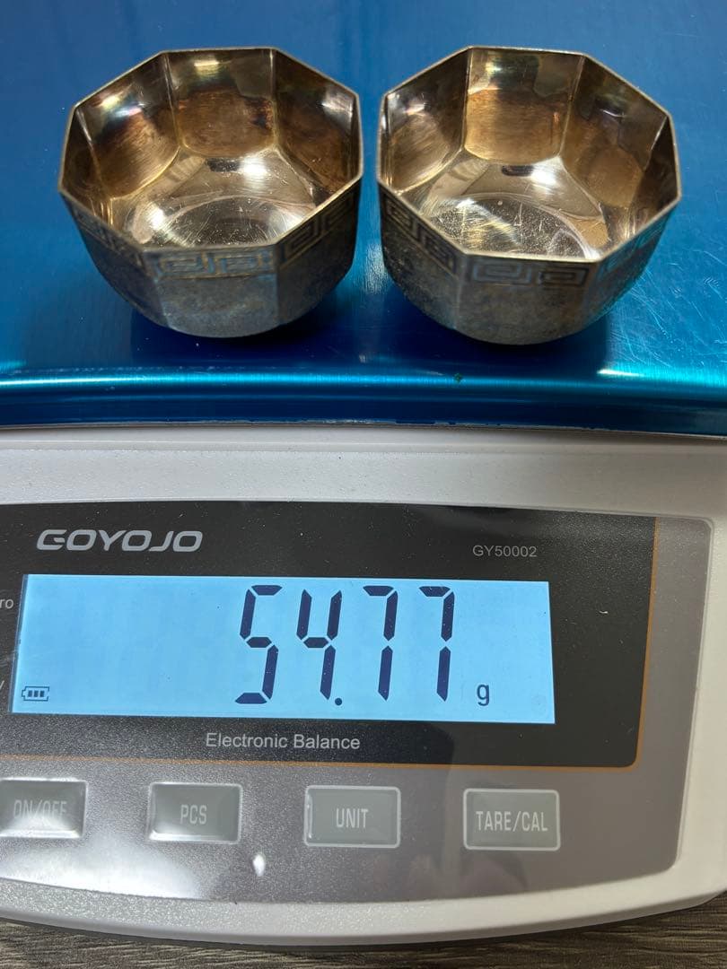 【純銀製】純銀製カップ×２！総重量54.7g！純銀刻印有り！アジアンテイスト♪