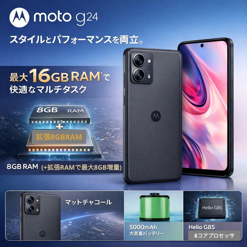 シムフリー moto g 24 16GB※ OS14 90Hz STEREO