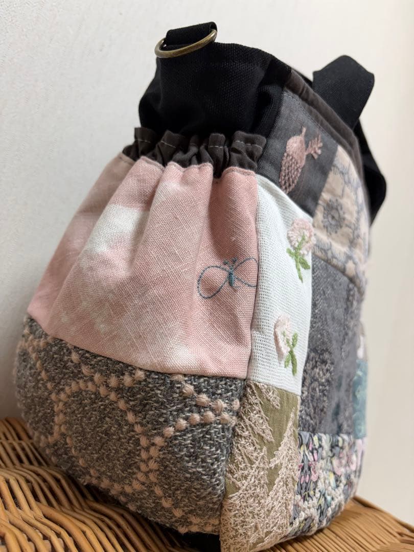 ミナペルホネン＊パッチギャザポケファスナートートL✂️ハンドメイド