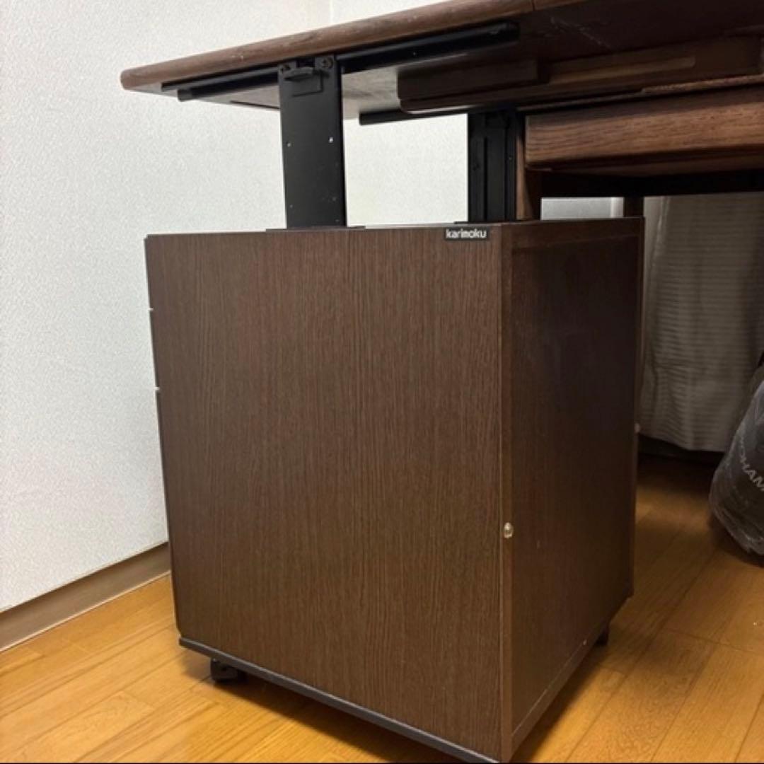 カリモク karimoku デスクワゴン チェスト　昇降式 バタフライ拡張天板
