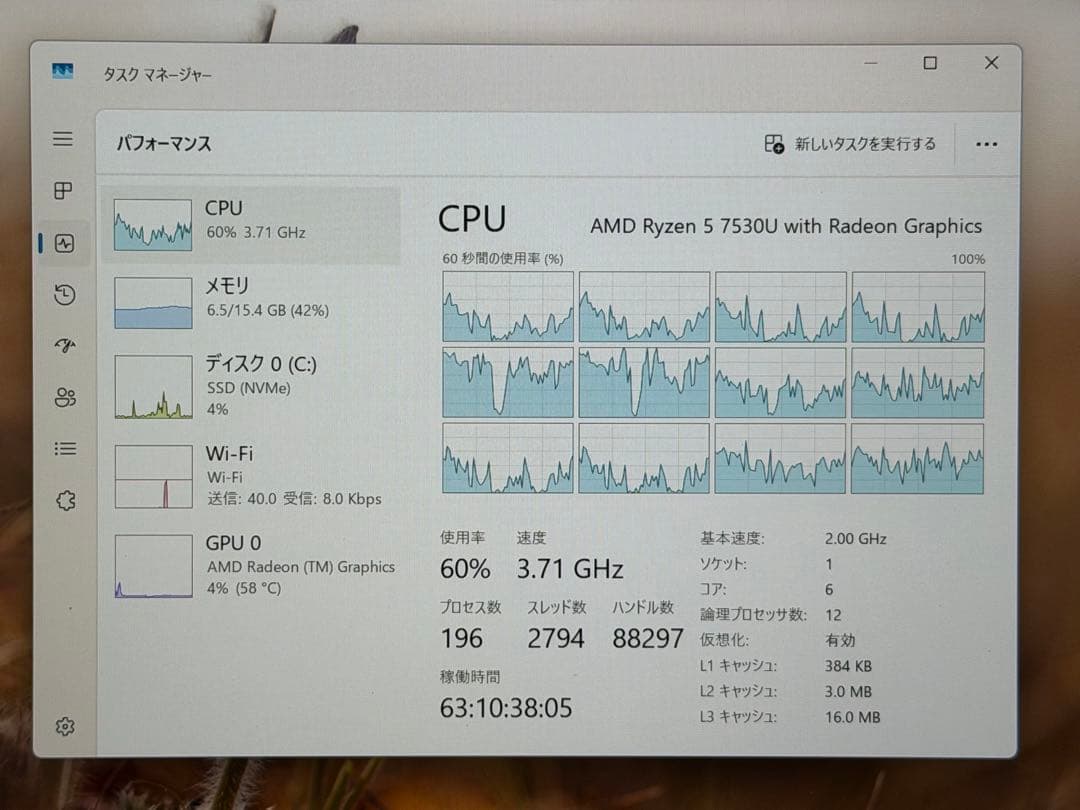 ぽ*ん様 HP Ryzen 5 7530U ノートPC メモリ16GB
