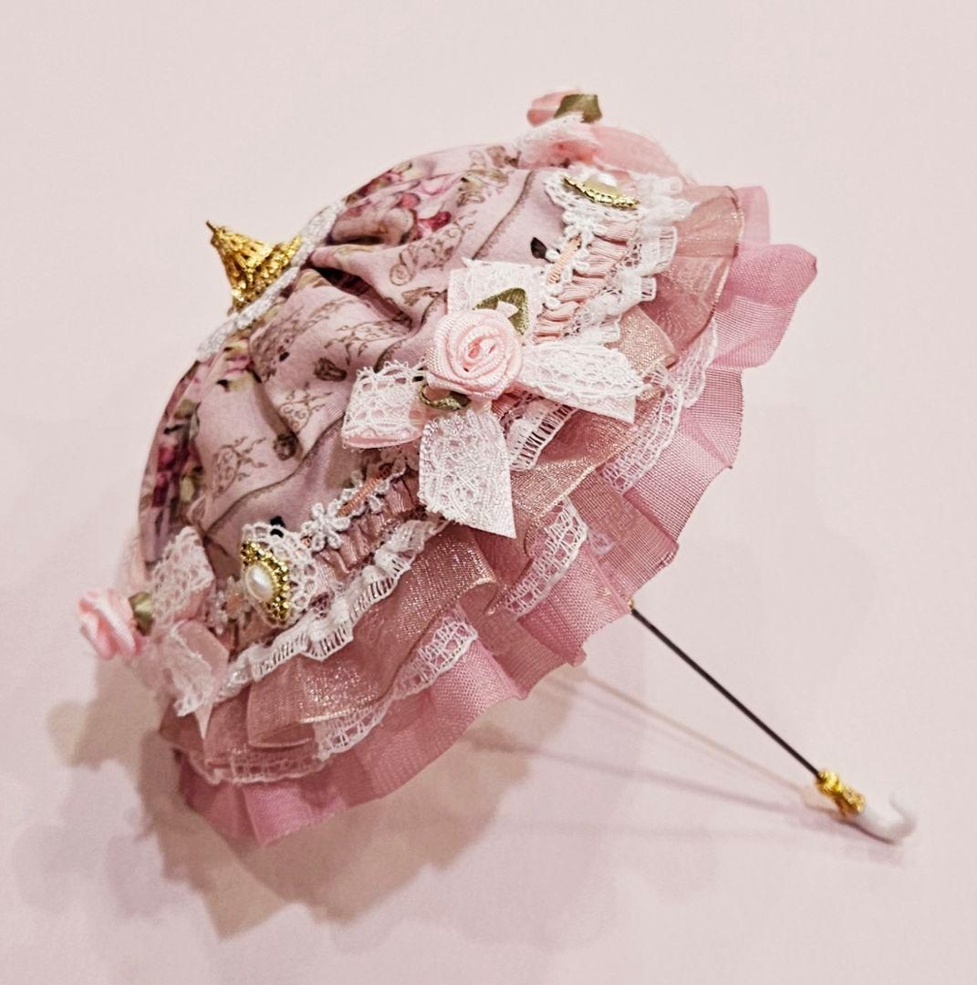 ハンドメイド ミニチュア 傘 ドール用 クラロリ 姫系 ロリータ ローズ柄