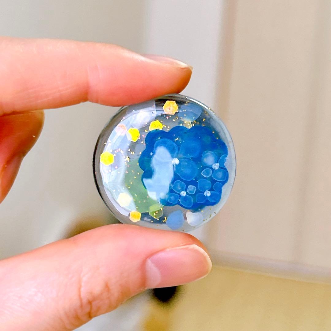 たらしこみ紫陽花　ヘアゴム　ブローチ　レジン