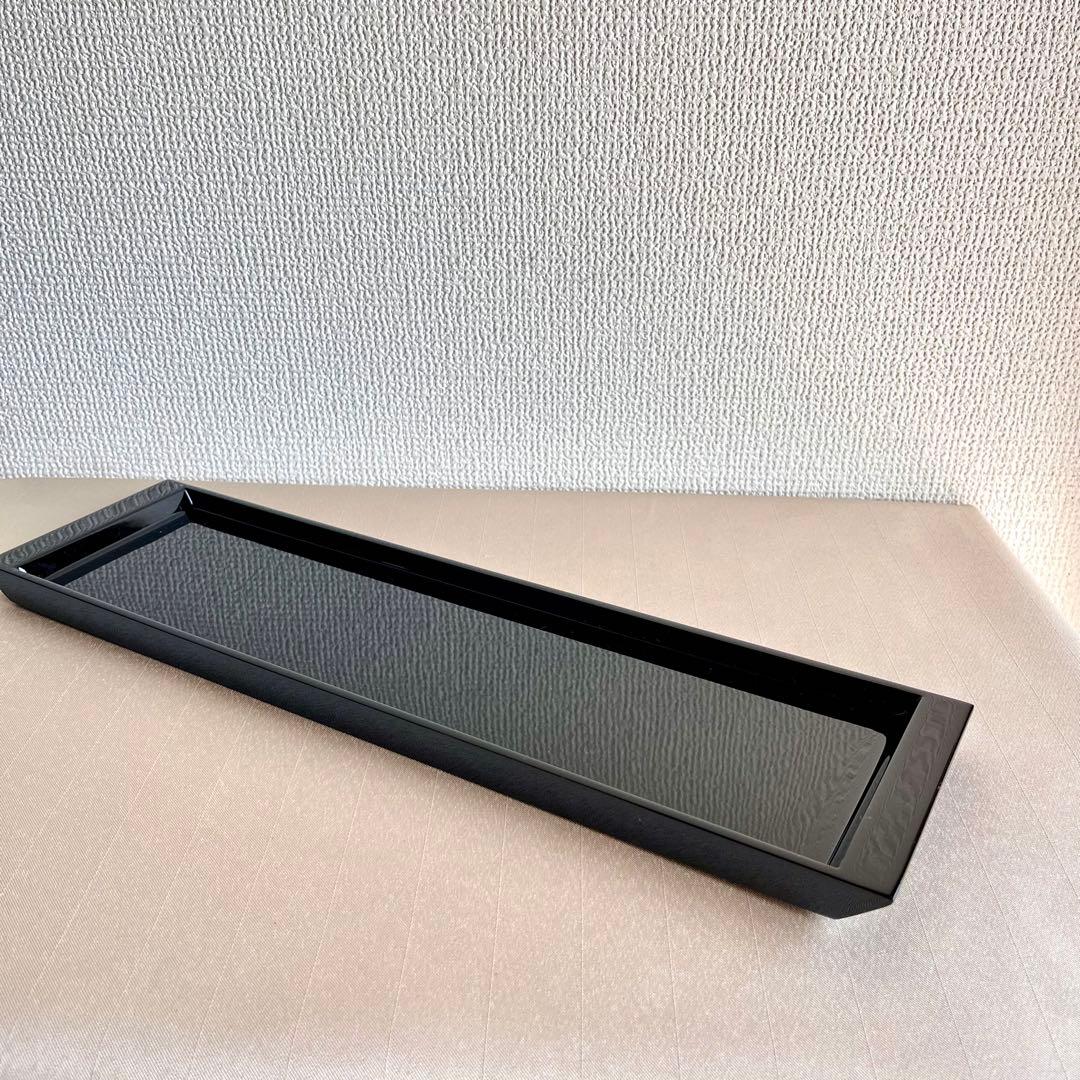 ★新品未使用★漆器　会津塗　舟形長方形　折敷　トレー　ロングトレー 化粧箱付き