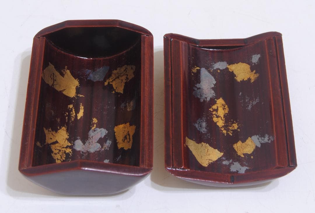 竹巻葉筥 光琳写し 草花文 漆絵 漆器 小箱 蓋物 茶道具 胡麻竹