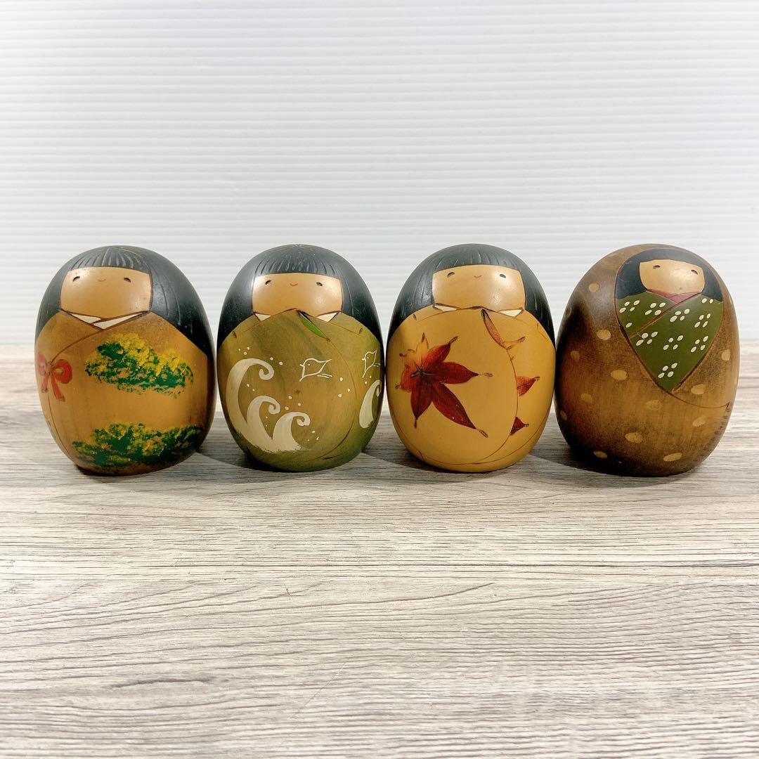 卯三郎　卯三郎こけし　四季の詩　春夏秋冬　こけし　女の子　工芸品　台座あり
