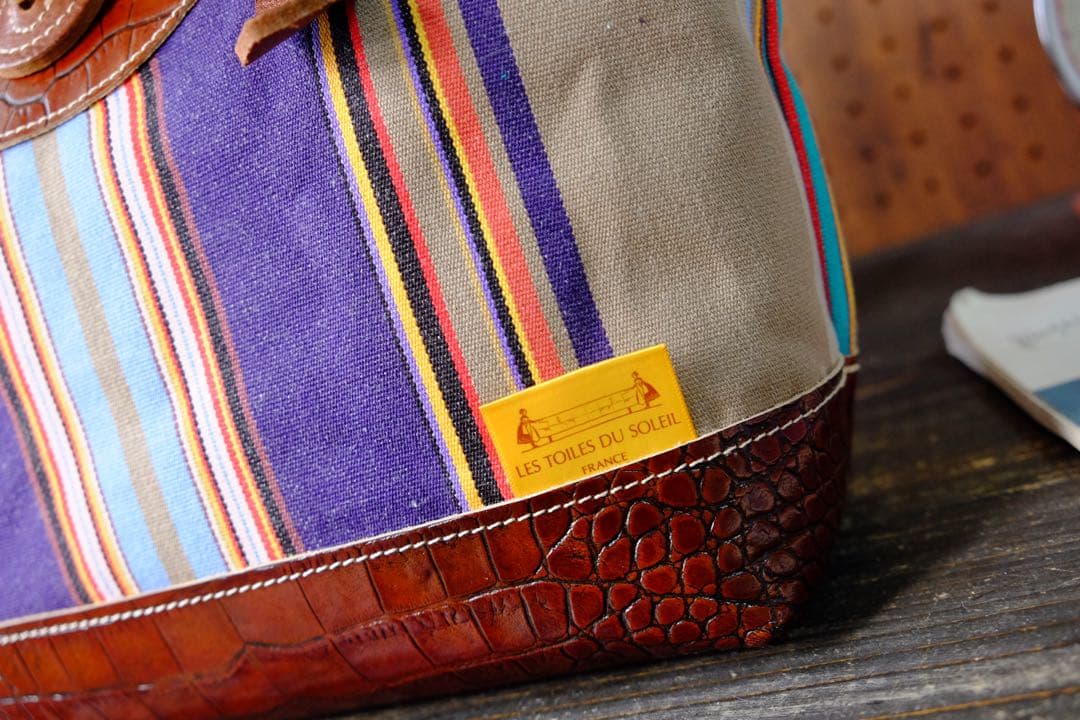 Les Toiles Du Soleil ブラウン牛革トートバッグ　ハンドメイド