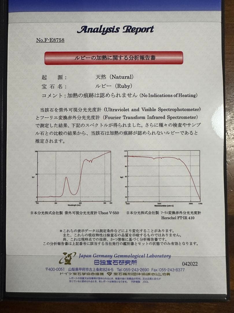 天然ルビールース 非加熱 ピジョンブラッド 0.749cts 鑑別書２種付き