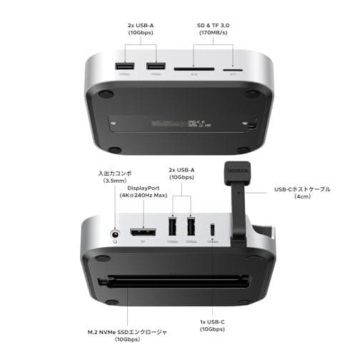 UGREEN Mac mini M4/M4 Pro 専用 USB-Cハブ & ス