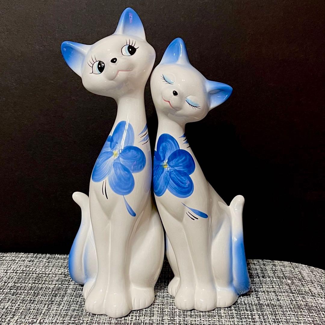 昭和レトロな猫の陶器製置物