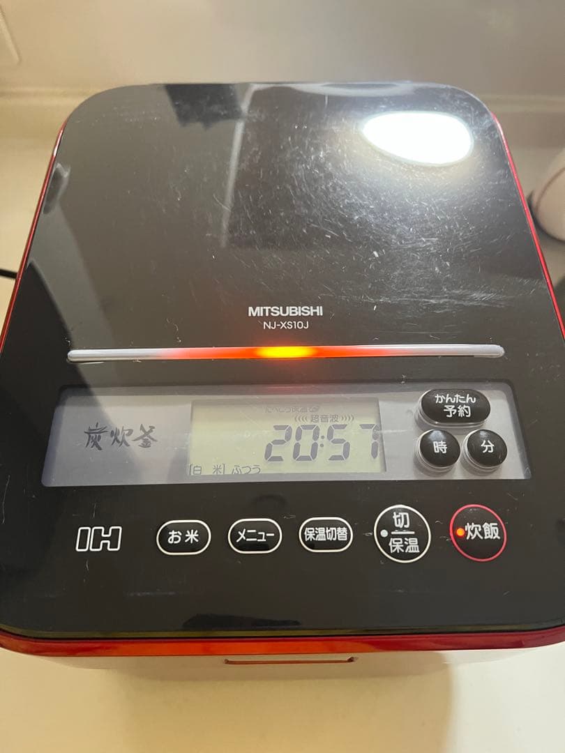 【極美品】三菱電機 蒸気レスIH炊飯器 本炭炊釜 5.5合 レッド 高級モデル