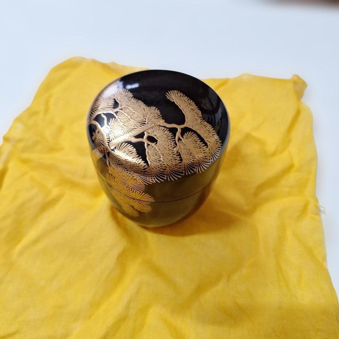 金箔松模様の茶道具 棗