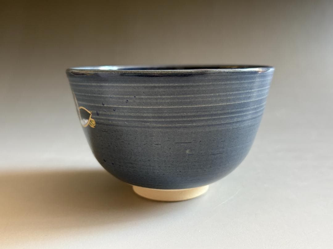 東山深山　紺釉　茶碗　ペンギン　茶道具