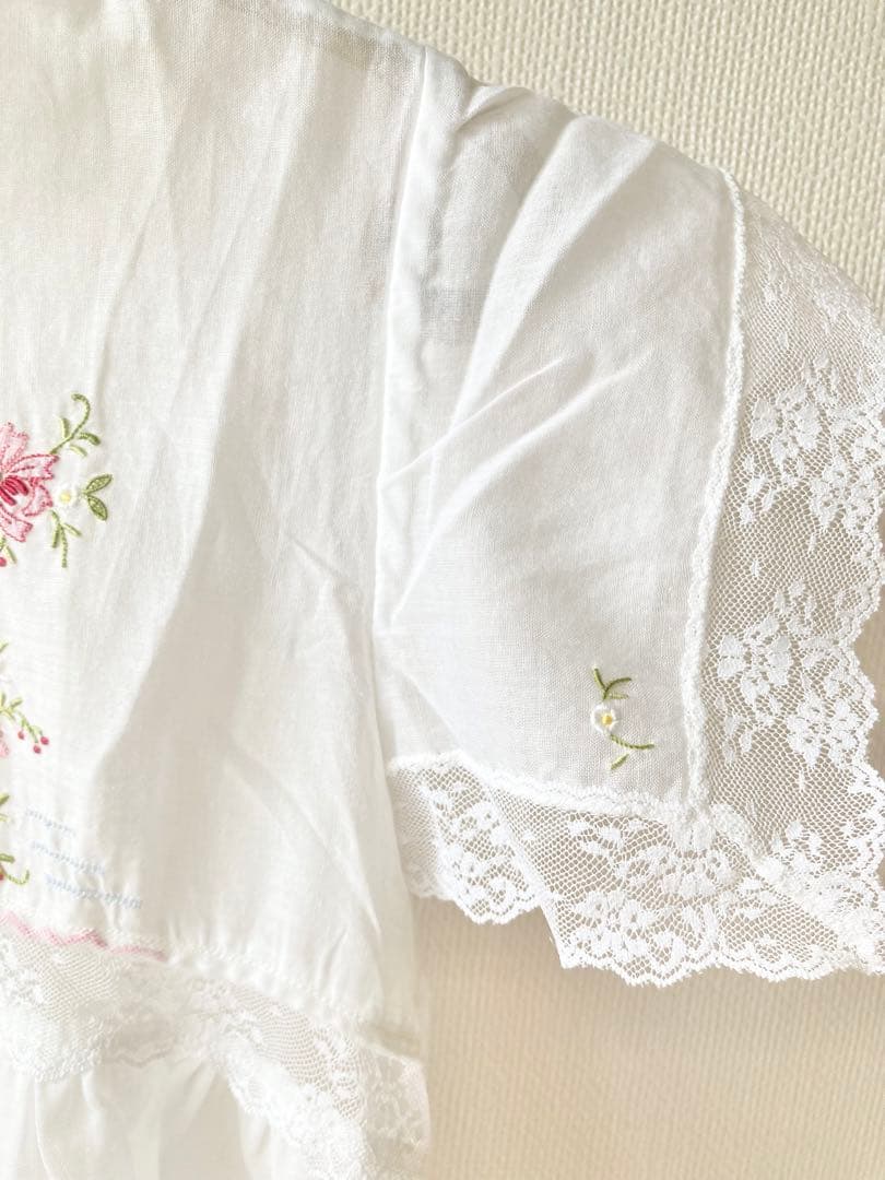 未使用美品★1970年代アメリカヴィンテージ★繊細刺繍のコットンロングワンピース