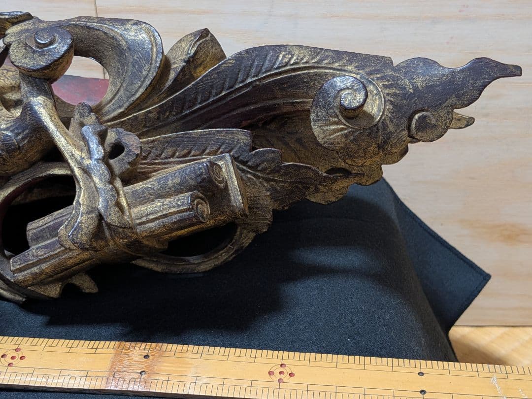 社寺 地車 龍 木製 残欠 約38cm