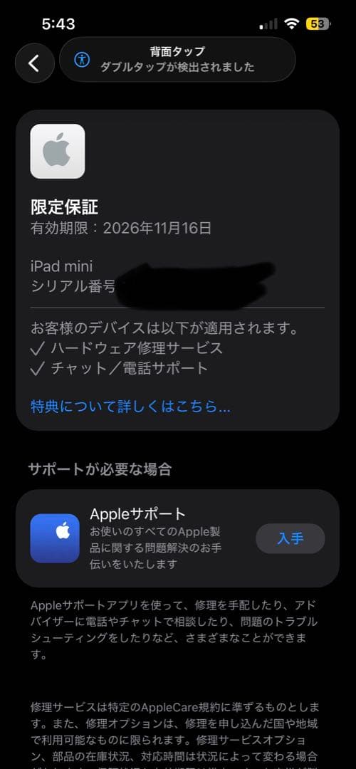 【ほぼ新品】iPad mini A17 pro 128GB スペースグレイ