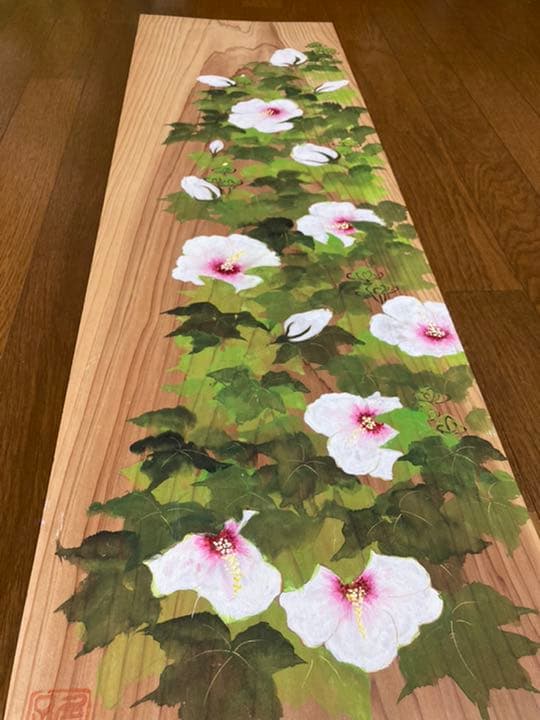 芙蓉　板絵　ハンドメイド