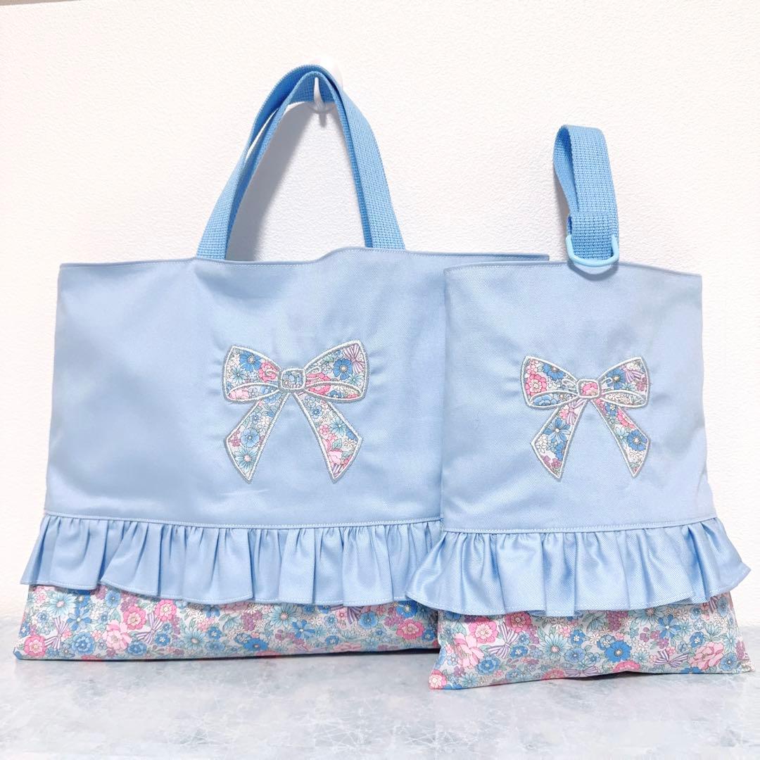 ハンドメイド　入園入学セット　レッスンバッグ　体操着袋　花柄　上履き入れ　女の子