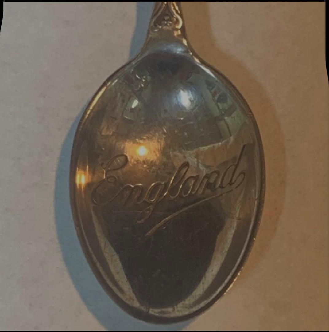 イギリス　純銀　1920年　エナメルティースプーン